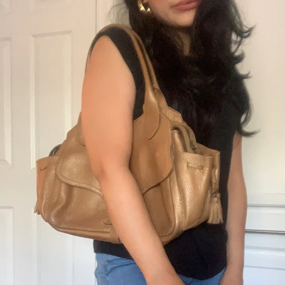 Cole Hann Gold metallic Tan Leather Handbag - Picture 9 of 9